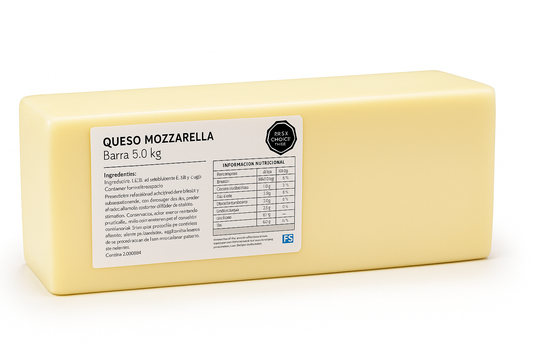 Queso Mozzarella Barra de 5.0 kg